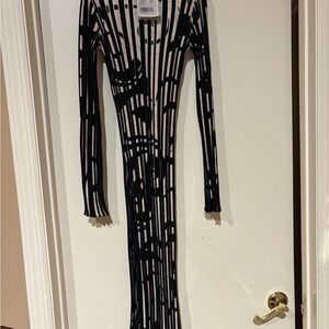 Emilio Pucci Black and Pink Long Sleeve Dress